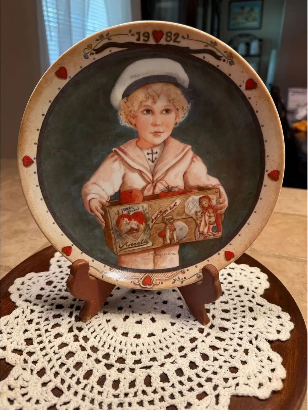 Hearty Sailor Collector Plate by Jan Hagara in American has Heart from Carson Mi